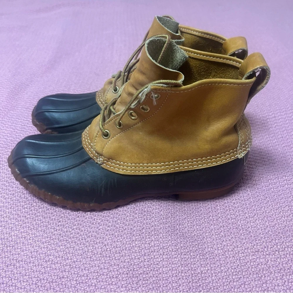 Vintage LL Bean Maine Hunting Shoe Unlined Brown Leather men’s 8